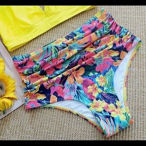 SPORLIKE Women Ruffle High Waisted Swimsuit Two Pieces Push Up | Size : Medium |